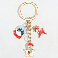 Porte-clés en métal sur le thème de Noël, style dessin animé Père Noël, logo personnalisable et boucle à crochet, vente en gros