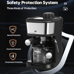 Machine à café noire à fonction mousse, design nordique, en acier inoxydable et PP de qualité alimentaire, à commande manuelle par <span class=keywords><strong>bouton</strong></span> - Product Image 3