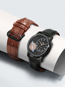 Coffret Montre d'Affaires TOMI pour <span class=keywords><strong>Homme</strong></span>, Cadran <span class=keywords><strong>à</strong></span> Bracelet en <span class=keywords><strong>Cuir</strong></span>, Boîtier en Alliage 42mm, Verre Minéral, Mouvement Hangzhou, Largeur du Bracelet 22mm, Aiguilles - Product Image 4