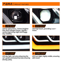 Ensemble de phares à projecteur Bi-LED modifiés, feux de jour à LED pour Toyota Land Cruiser