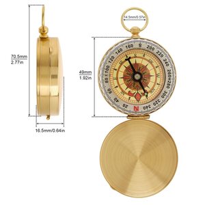 La Bàn sinh tồn La bàn nhìn thấy bằng kim loại La bàn lật Retro đa năng điều hướng phát sáng chống nước bằng đồng nhỏ cầm tay - Product Image 3