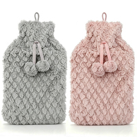 Housse personnalisée pour bouillotte, fournitures scolaires, housse en peluche gris rose, fabricants de bouillottes 2L