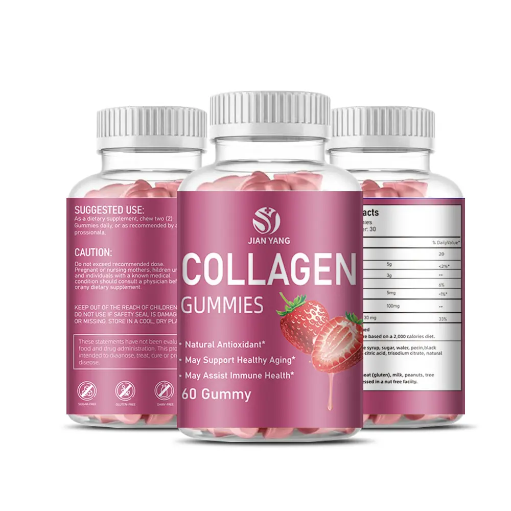 Gomas de colágeno de etiqueta privada de Faitury, piel vegana, vitamina, biotina hidrolizada antiedad con gomitas de colágeno