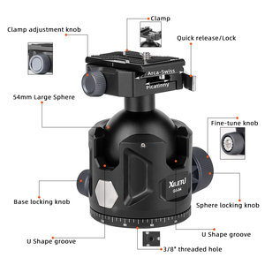 Xiletu gs54 cấu hình thấp CNC nhôm thủy lực Gimbal bóng đầu gắn kết với phát hành nhanh chóng tấm trên chân máy cho săn bắn ngoài trời - Product Image 2