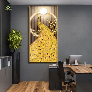 Pintura Decorativa Abstracta Creativa Dorada en Porcelana de Cristal para Sala de Estar, Arte Decorativo para Pared del Hogar, Venta al por Mayor Personalizada - Product Image 5