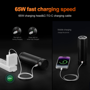 65W PD 快充探照灯 150000LM 24 XPH70 2 高功率远距离大容量电池专业聚光灯 - Product Image 6