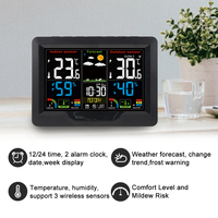 Stasiun Cuaca Nirkabel Termometer Pengukur Suhu Higrometer Jam Alarm Barometer Fase Bulan Snooze Stasiun Cuaca Pintar