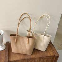 Sac fourre-tout en cuir PU tressé pour femme, grande capacité, sac à bandoulière, fermeture magnétique, sac à main tressé pour femme, vente en gros
