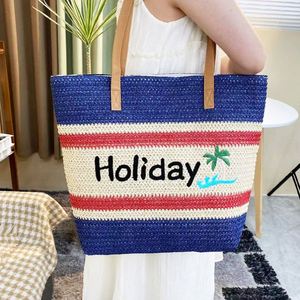 Sacs fourre-tout en paille écologiques grande capacité, sac de plage d'été pour les voyages en plein air et le shopping - Product Image 2