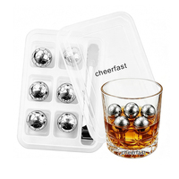 Sphères en acier inoxydable en forme de ballon de football Cheerfast Factory Wholesale pour whisky, glaçons réutilisables, refroidisseurs de boissons pour bar