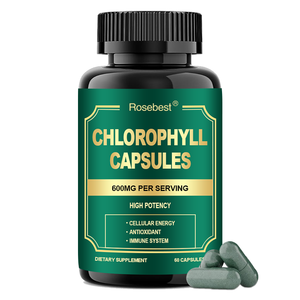 Rosebest Vente en gros Personnalisée Haute Puissance Végétalienne Biologique Pure 600mg Chlorophylle en Capsules pour Antioxydant et Système Immunitaire - Product Image 1