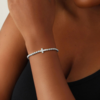 Bracelet minimaliste Go2boho, bracelet extensible en perles argentées pour superposer et empiler, avec croix, cadeau chrétien