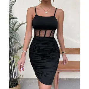 Ropa de talla grande para mujer, vestido informal elegante de encaje de manga larga, muestra gratis