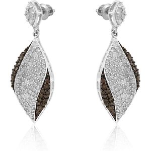 Pendientes colgantes Ornaatis con forma de lágrima de diamante, 2,37 quilates, corte redondo, color champán blanco, en plata de ley 925 para mujer - Product Image 2
