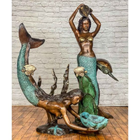 Extérieur Jardin Parc Piscine Sirène Bronze Statue Personnalisé Extérieur Fontaine Sculpture Modèle Durable Métal Placage Logo-Thème