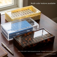 Boîte de rangement multi-couleurs pour Mahjong américain, motif coquille, en acrylique, capacité 166 jetons, design moderne et minimaliste, anti-poussière