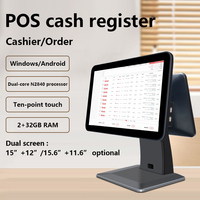 Terminal de point de vente Android 15,6 pouces avec écran tactile capacitif, ordinateur caisse double écran pour magasin de détail et salon