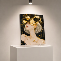 Peinture à l'huile décorative à numéros avec cadre en bois, peintures dorées, ensemble d'art sur toile Fille nue sexy, kit cadeau de Noël