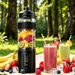 <span class=keywords><strong>Blender</strong></span> Mini Portabel Rumah Tangga 4000mAh Isi Ulang SUS304 6 Mata Pisau 600ML Wadah Plastik Bebas BPA USB Untuk Mobil Hotel Penghancur Es - Product Image 1