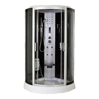Cabine de douche coulissante moderne en blanc brossé avec éclairage LED et verre trempé pour la décoration de la maison