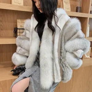 2019 Lad kadın ceket gerçek tilki kürk vizon kürk lüks stil kadın palto hakiki doğal vizon kürk ceket