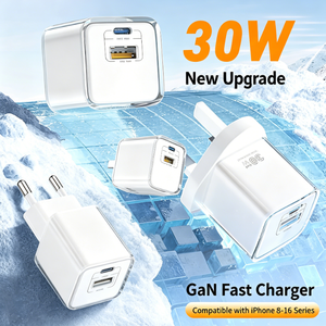 Chargeur rapide portable 30W GaN certifié, <span class=keywords><strong>coque</strong></span> <span class=keywords><strong>transparente</strong></span>, adaptateur USB C PD3.0 pour tablette, smartphone, adaptateur mural basse température - Product Image 1