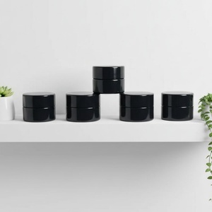 Bocaux de stockage en verre noir anti-UV de 5 ml, rechargeables, pour crème cosmétique, avec couvercle à vis en plastique - Product Image 1