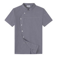 Op Maat Gemaakte Moderne Professionele Dames Zwart Grijs Cateringuniform Linnen Chef-Jas Jas Dragen Pak Kleding