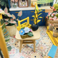 Casa de Muñecas Hongda PC2306Z Sunshine Flower House, Kit de Casa de Muñecas de Madera Hecha a Mano en Miniatura con Cubierta Antipolvo
