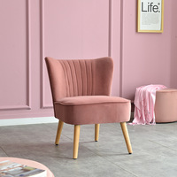 Chaise de salle à manger de style nordique moderne de luxe, tissu en velours rose/gris capitonné, pieds en bois massif pour la maison, le bureau, la chambre