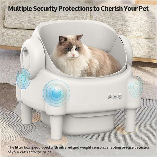 Automatic Cat Litter Box with Open Top Design APP Control Self-Cleaning Function Safety Sensors Dog Litter Box Indoor Small Dog