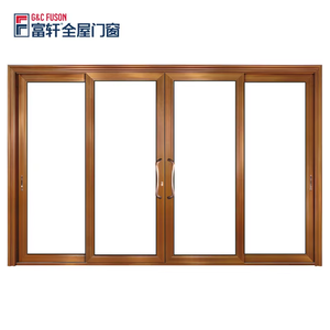 Fuson最新设计别墅房门铝4面板滑动门外部天井铝玻璃滑动门 - Product Image 1