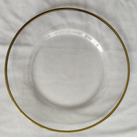 Assiettes de présentation LG210108-3 de 13 pouces à bord doré, très demandées, écologiques, pour table de mariage