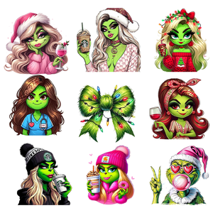 Customization <strong>Grinch</strong> Design DTF Transfers Wholesale PET Heat Press Patches Printable Vinyl Iron Printing <strong>Clothes</strong> Sticker - Product Image 5