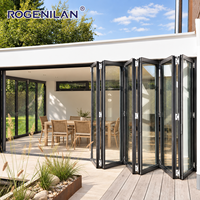 ROGENILAN USA Portes pliantes en verre double couche en aluminium pour extérieur, insonorisées, pour patio