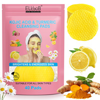 ELBBUB 40 Almohadillas Limpiadoras Faciales Reafirmantes y Energizantes para la Piel, Exfoliantes e Iluminadoras, con Cúrcuma y Ácido Kójico