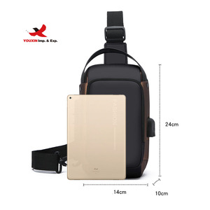 กระเป๋าคาดอกกันน้ำแบบ USB ป้องกันการโจรกรรมสำหรับผู้ชาย - Product Image 2