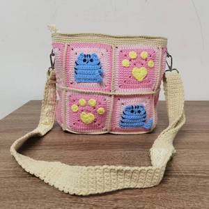 Borsa da spiaggia romantica alla moda da donna borsa vibrante <span class=keywords><strong>uncinetto</strong></span> a tracolla con tracolla per gatti - Product Image 6