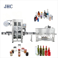 Machine automatique électrique PLC d'étiquetage et de scellage de manchons pour bouteilles et canettes, avec tunnel de rétraction thermique et applicateur pour métal, verre, bois