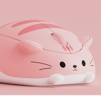 Akko Mouse nirkabel untuk PC, Mouse optik nirkabel tema kucing, Mouse komputer untuk PC