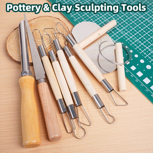 Kit d'outils en <span class=keywords><strong>bois</strong></span> pour poterie, <span class=keywords><strong>accessoires</strong></span> de sculpture pour argile polymère, ensemble de fournitures artistiques pour modelage céramique et <span class=keywords><strong>bois</strong></span> - Product Image 1