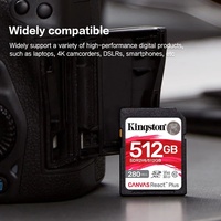   Carte mémoire Canvas React Plus V60 SD 128 Go Max 280 Mo/s pour caméras professionnelles 4K UHS-II vidéo