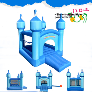 Château gonflable bleu écologique en tissu Oxford avec souffleur ETL pour 3-4 enfants, idéal pour fêtes intérieures et extérieures – Offre Spéciale - Product Image 1