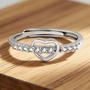 <b>Silver</b> Color Hollowed-out Heart Shape Open <b>Ring</b> Cute Fashion Love Jewelry Girl Gifts <b>Adjustable</b> Open Size <b>Ring</b> - Product Image 1