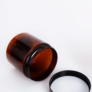 Tarro de Plástico PET Transparente Ámbar con Tapas Negras, Envase Cosmético de Plástico para Crema y Cuidado de la Piel, 250ml 500ml, Precio de Fábrica - Product Image 1