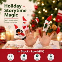 Ensemble de marionnettes à doigts de Noël en peluche (Père Noël, Renne, Bonhomme de neige, Pingouin, Ours) pour le récit d'histoires de Noël et comme cadeau de Noël, en stock