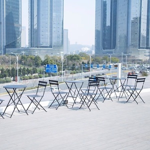 Ensemble <span class=keywords><strong>table</strong></span> basse et chaises de balcon, trois pièces, pliable, design simple et moderne, imperméable, <span class=keywords><strong>jardin</strong></span>, plage, métal - Product Image 4