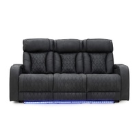 Geeksofa Muebles Modernos de Cuero, Sofá Reclinable Eléctrico con Espacio de Almacenamiento en el Reposabrazos y Luz Ambiental LED para Sala de Estar