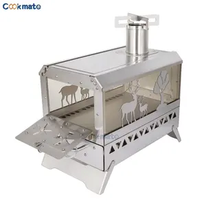 Hot Selling MINI Camping Table Wood Stove With Window Bag Oven Stainless Steel 3.5KG