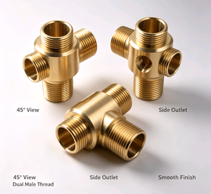 Connecteur en laiton pour instrument <span class=keywords><strong>de</strong></span> laboratoire LEITE, répartiteur <span class=keywords><strong>de</strong></span> fluide à trois voies en laiton <span class=keywords><strong>de</strong></span> précision avec filetage mâle - Product Image 3